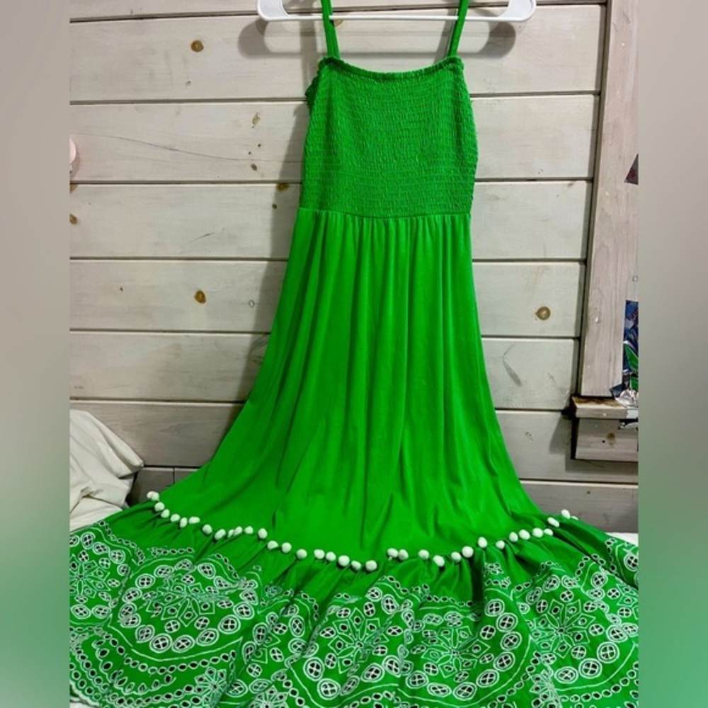 Lilly Pulitzer Modesto smocked cabana green eyelet skirted midi dress - Picture 4 of 13